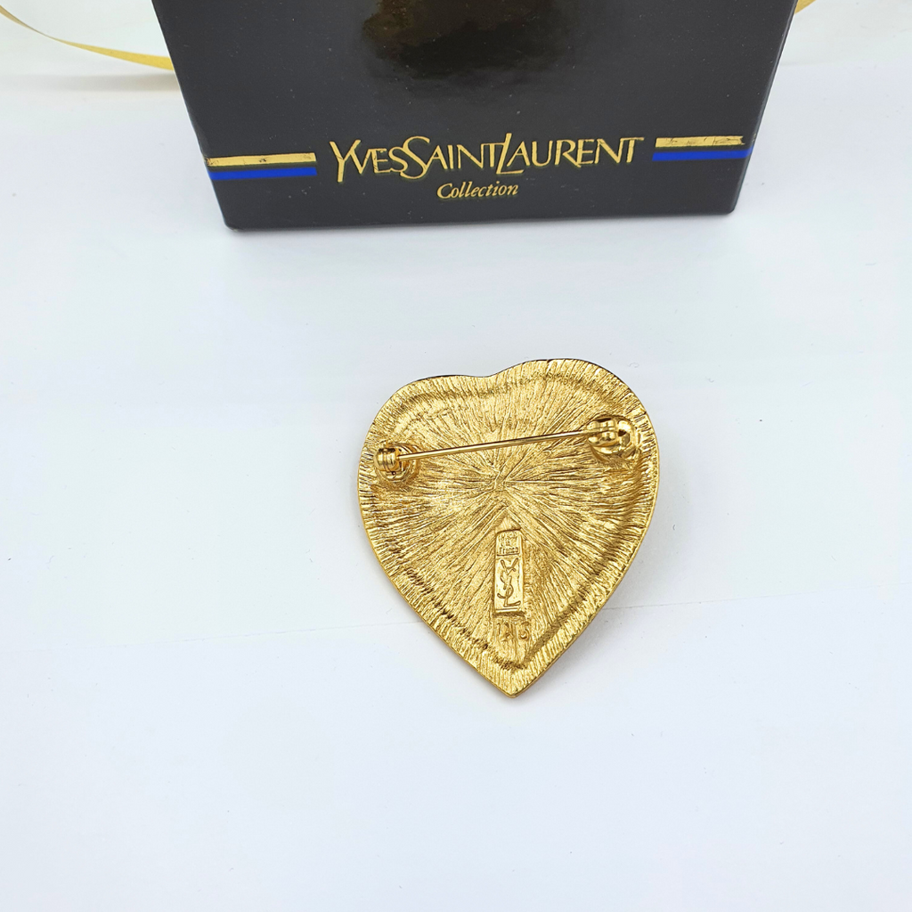 Vintage Yves Saint Laurent Pink Heart-Shaped Brooch – view 3