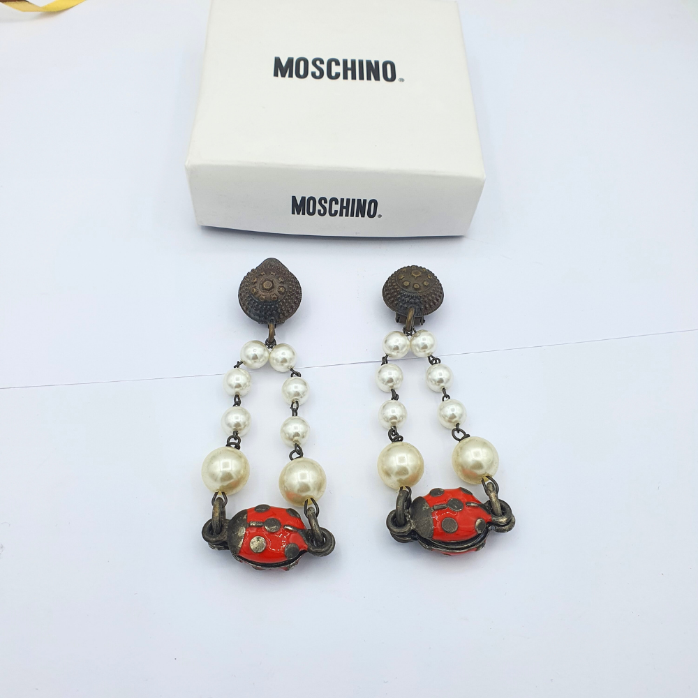 Moschino Vintage Ladybug Earrings – Pearls & Playful Charm – view 4