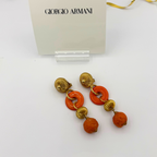 Vintage Giorgio Armani Long Orange Statement Clip Earrings