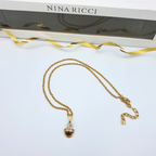 Nina Ricci – Vintage NR Charm Necklace with Red Cabochon – view 2