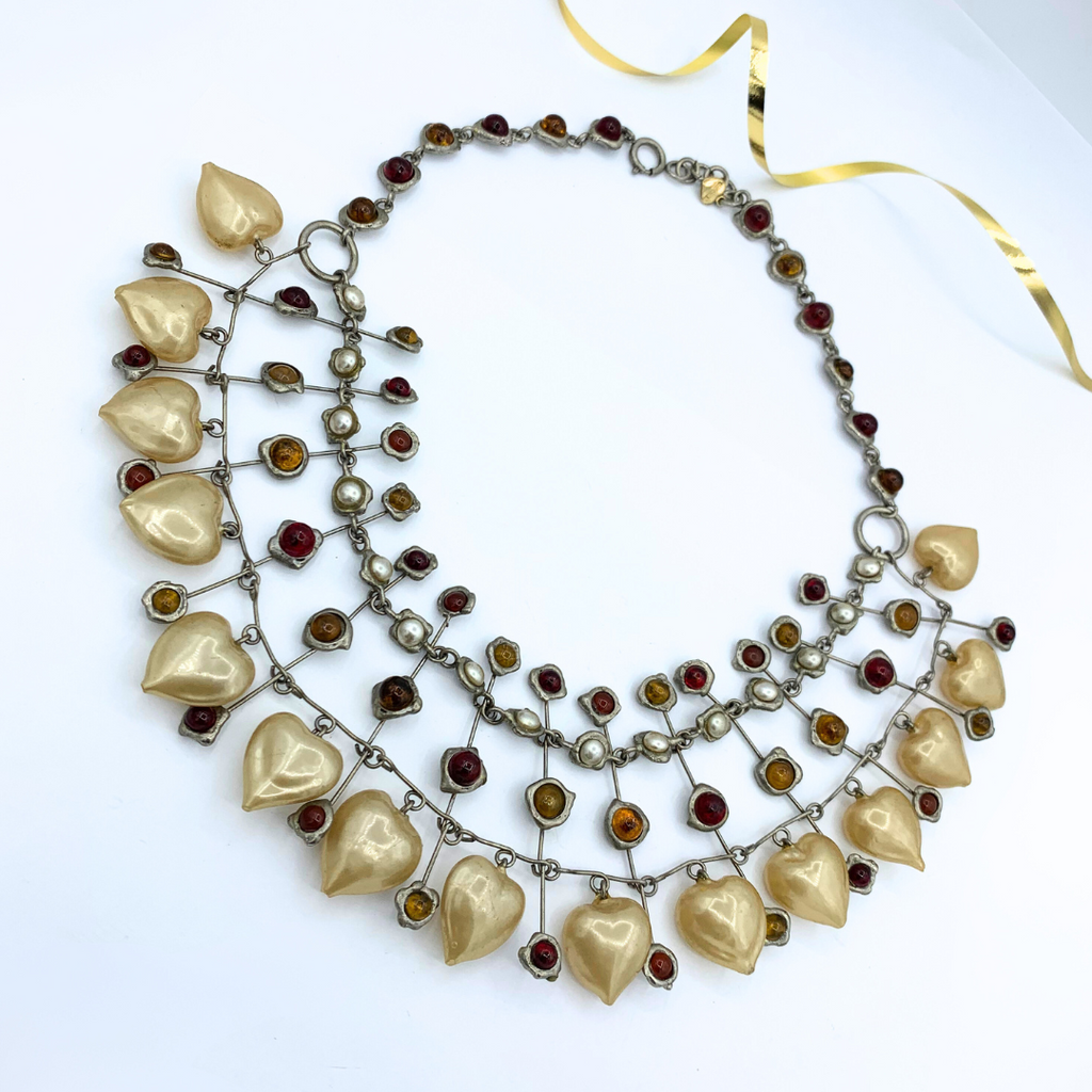 Vintage Moschino Gripoix & Faux Pearl Necklace – view 3