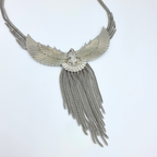 Vintage Statement Necklace – Eagle with Chain Fringe – view 2