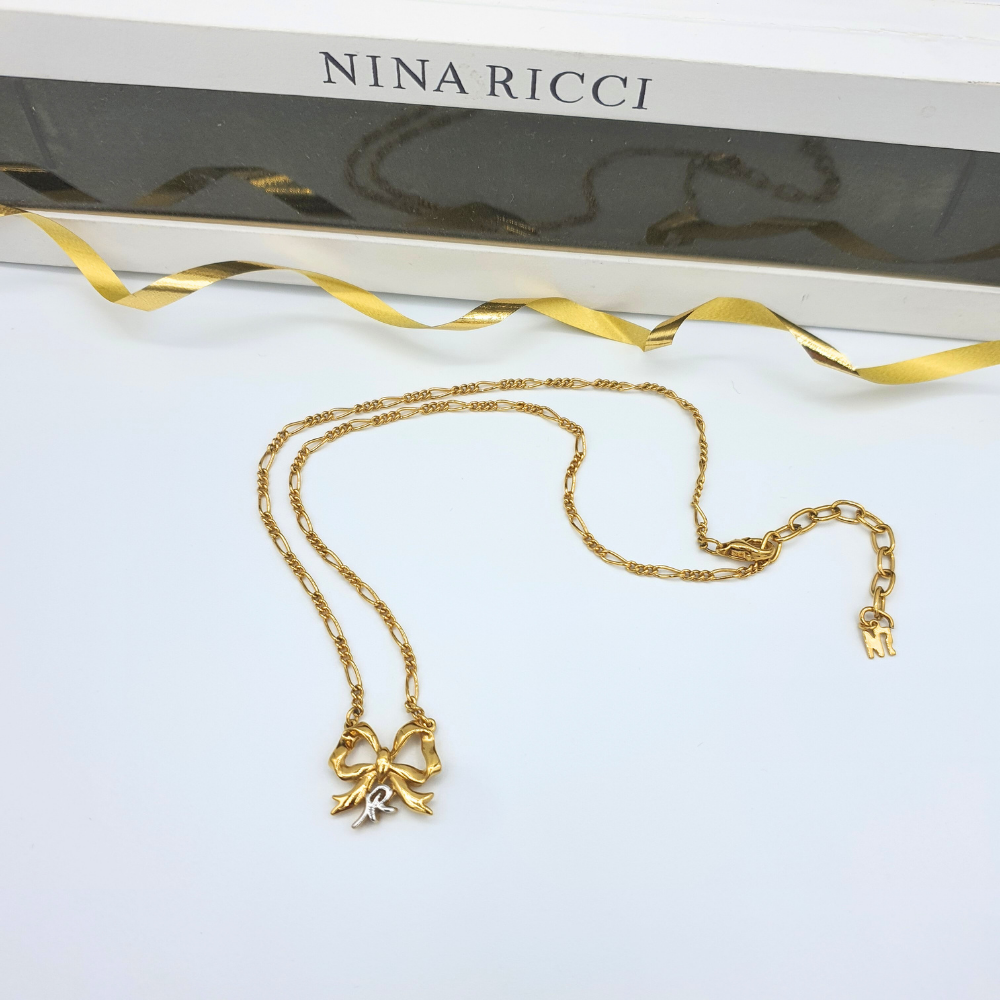 Nina Ricci – Vintage Bow Necklace with Signature Detail – view 2