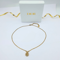 Vintage Christian Dior Crystal CD Logo Necklace