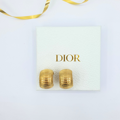 Vintage Christian Dior Domed Half-Round Clip Earrings