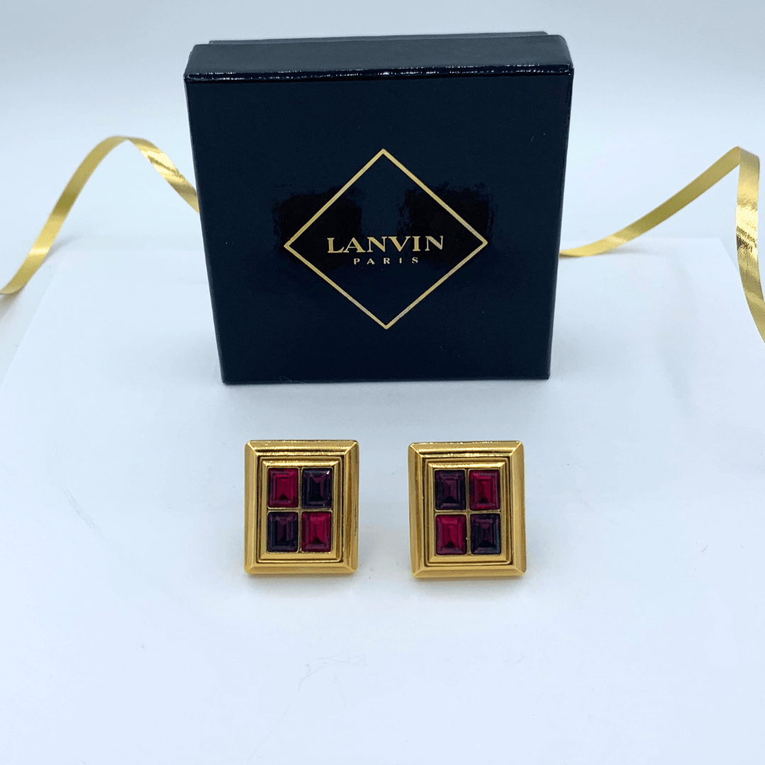 Vintage Lanvin Baguette Geometric Clip Earrings – view 2