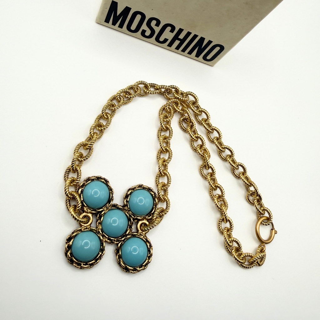 Moschino – Vintage Necklace with Turquoise Cabochons – view 2