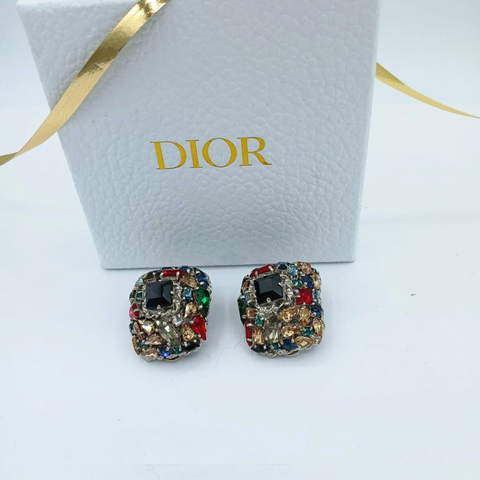 Christian Dior Organische Kleuren Kristal Clip Oorbellen 1962