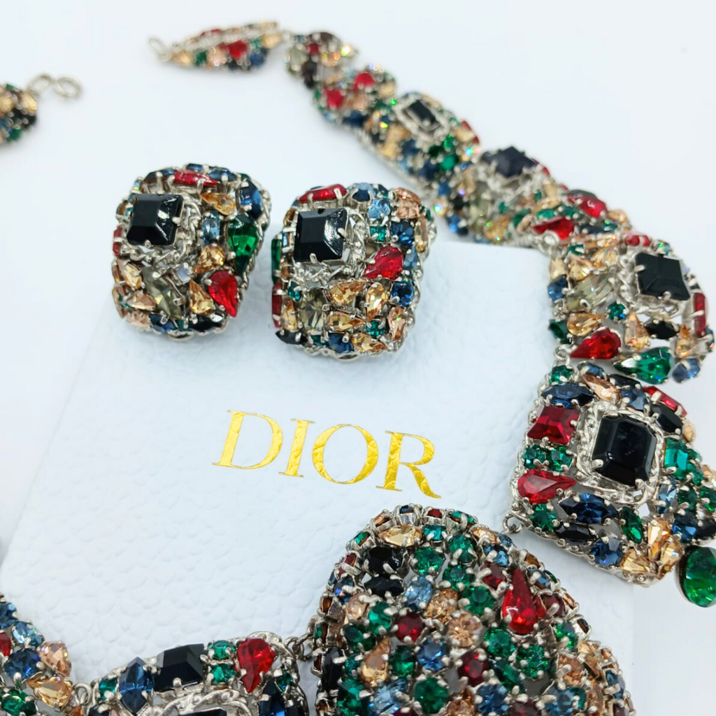 Vintage Christian Dior Organic Colours Crystal Clip Earrings 1962 – view 5