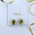 Dior Clip Green Crystal Earrings
