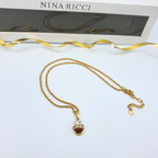 Nina Ricci – Vintage NR Charm Necklace with Red Cabochon – view 3
