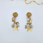 Vintage Zoe Coste Charms Sun Moon Stars Clip Earrings