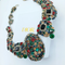 Zeldzame Christian Dior Statement Ketting – Couture Collectie 1962 – Multicolor Strass & Verguld Messing