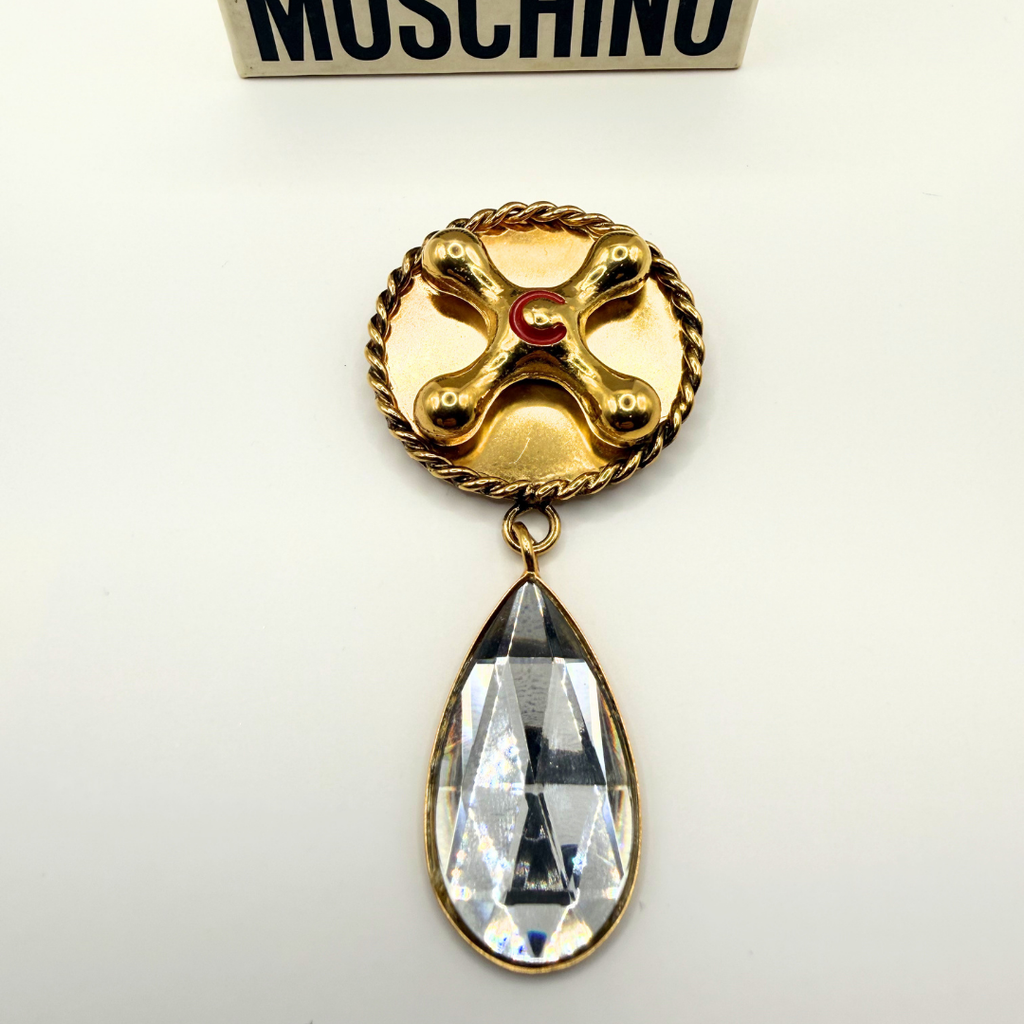 Moschino – Vintage Statement Brooch with Crystal Drop – view 2