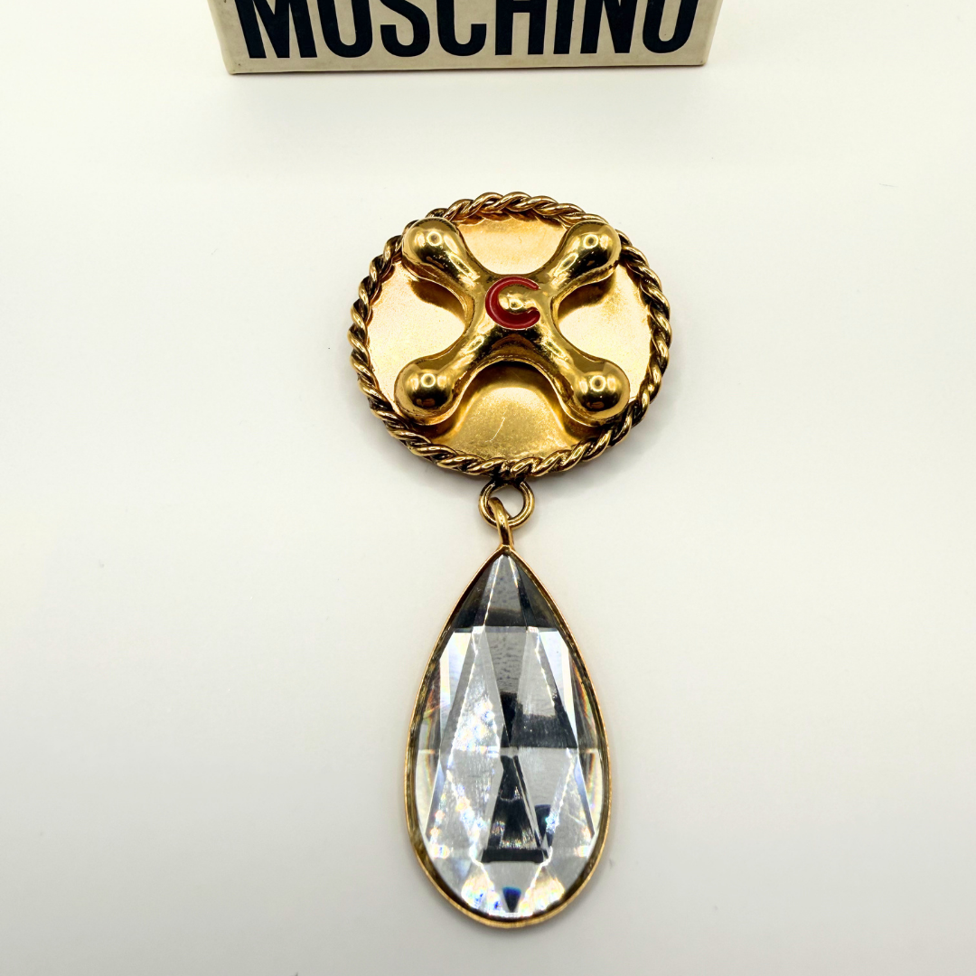 Moschino – Vintage Statement Brooch with Crystal Drop – view 2