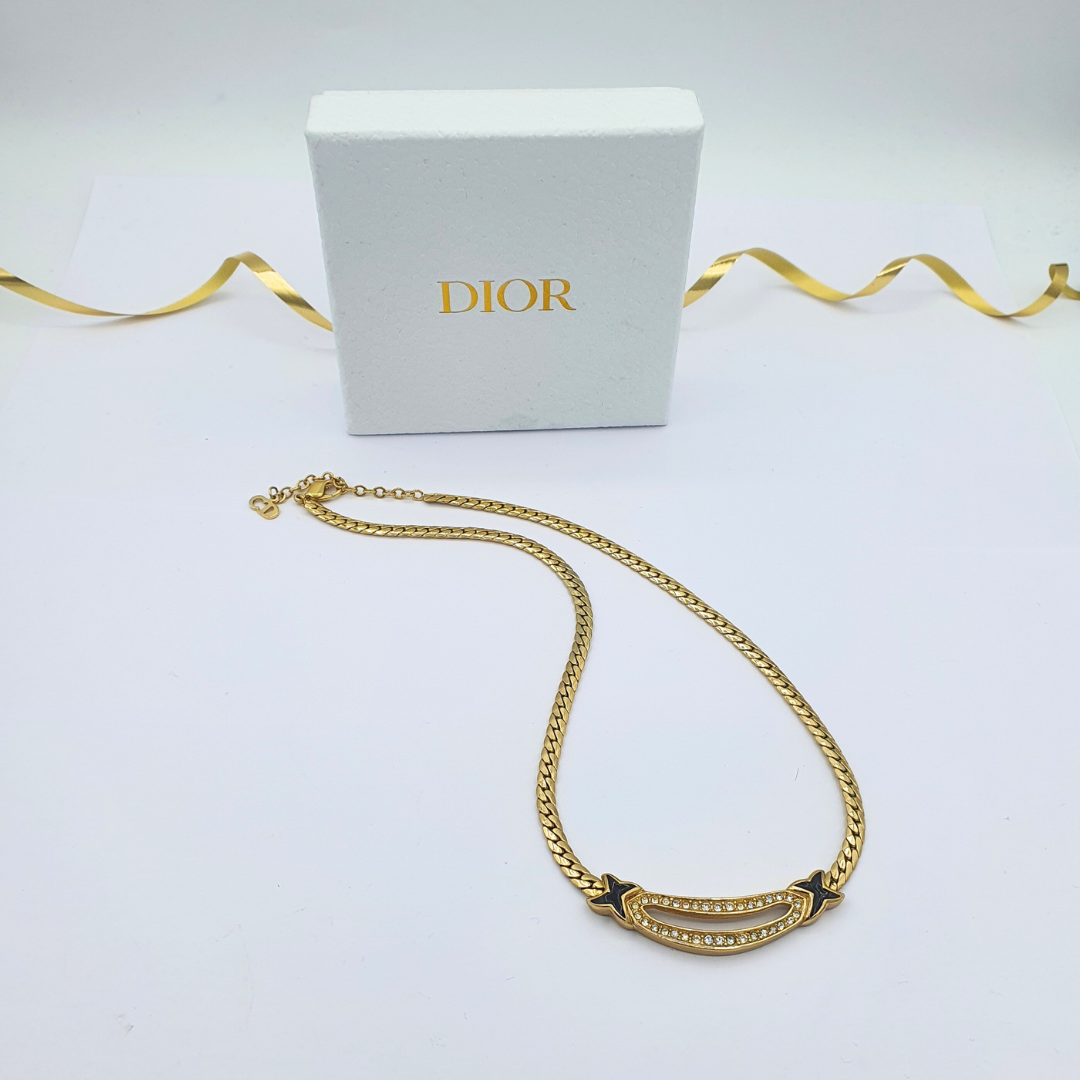 Vintage Christian Dior Curved Lines Necklace