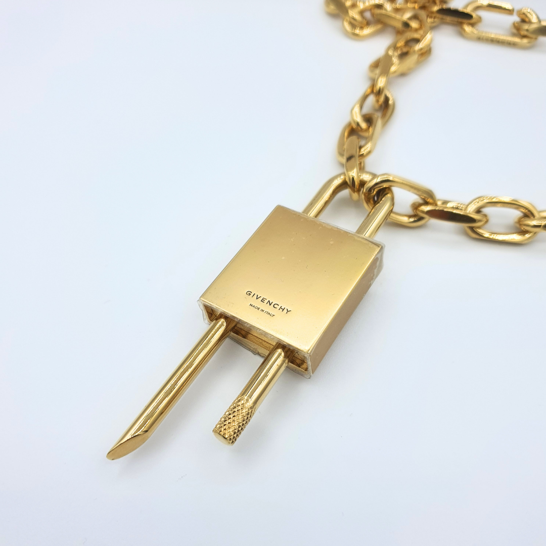 Givenchy – Vintage Gold-Tone Chain Necklace with Padlock – view 4