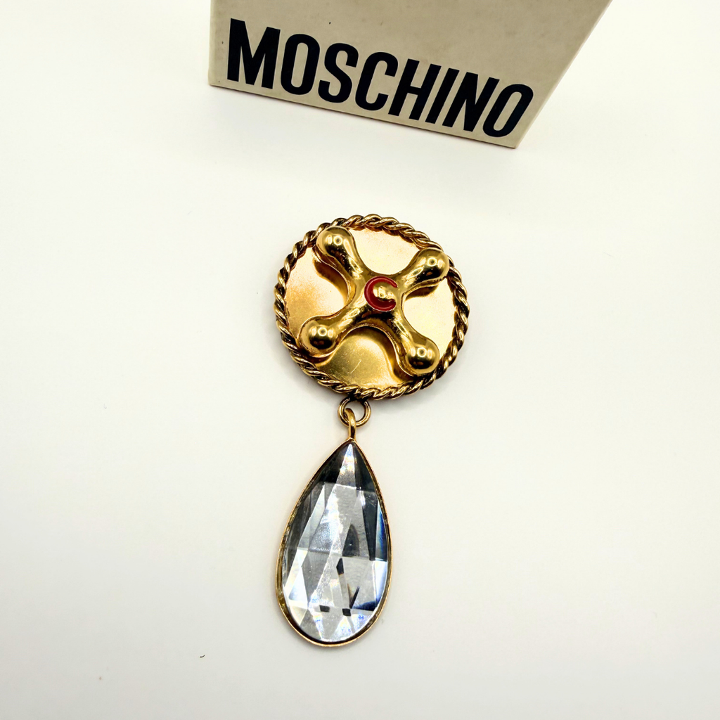 Moschino – Vintage Statement Brooch with Crystal Drop – view 3
