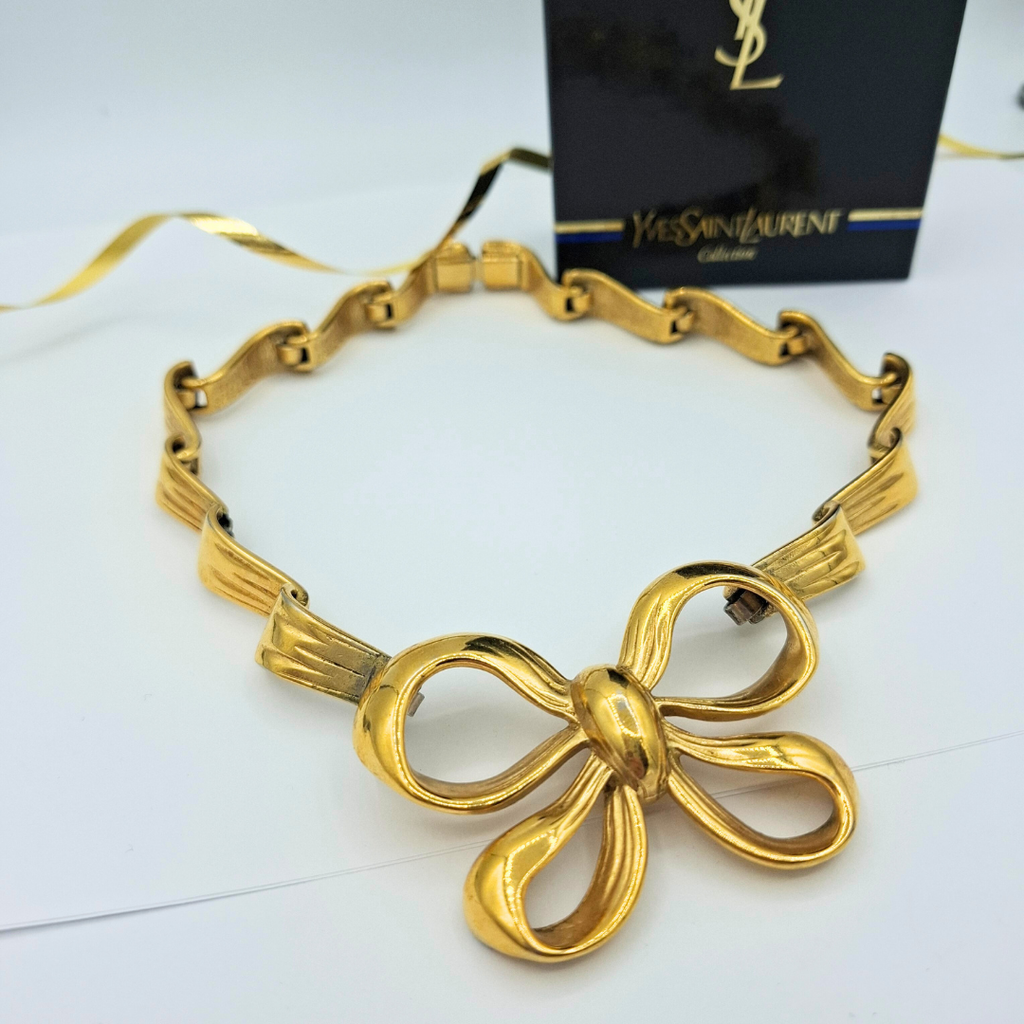 Vintage Yves Saint Laurent Bow Statement Necklace – view 3
