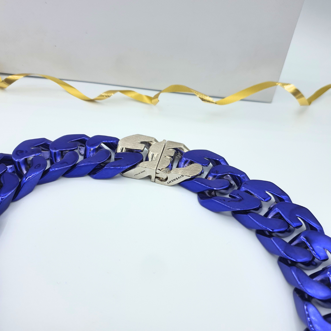 Givenchy – Vintage Blue Statement Chain Necklace – view 2