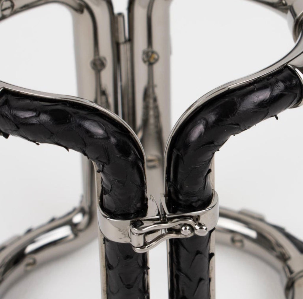 Lanvin Black Python Sculptural Cuff Bracelet (1980s)