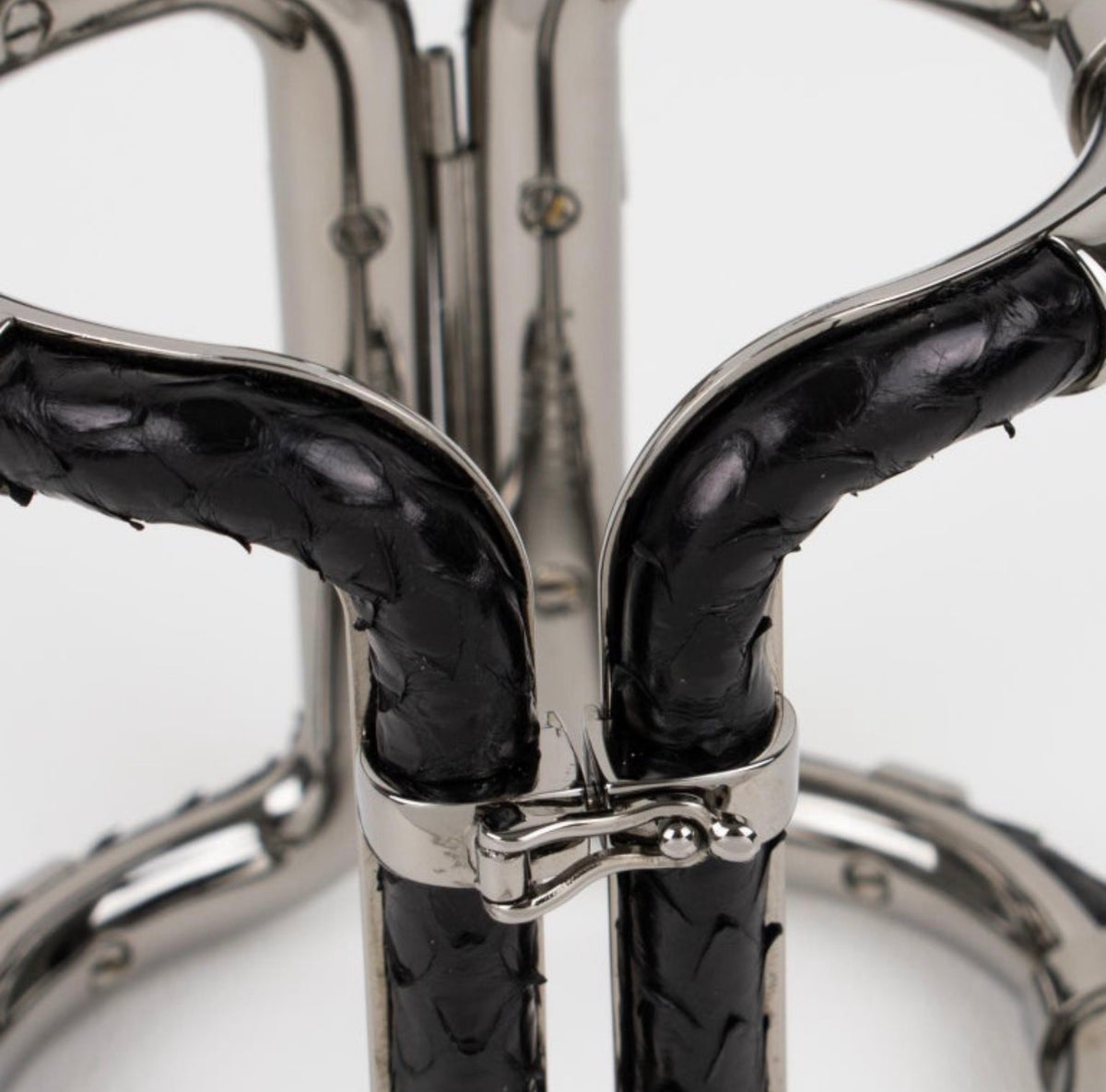 Lanvin Black Python Sculptural Cuff Bracelet (1980s)