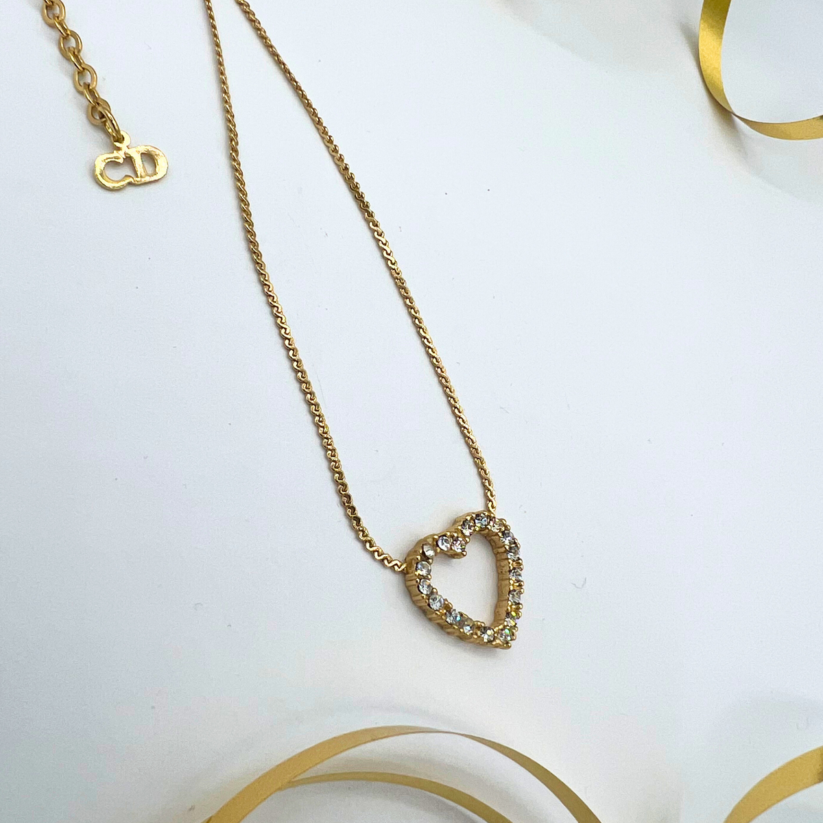 Vintage Christian Dior Little Hearts Crystal Necklace – view 3