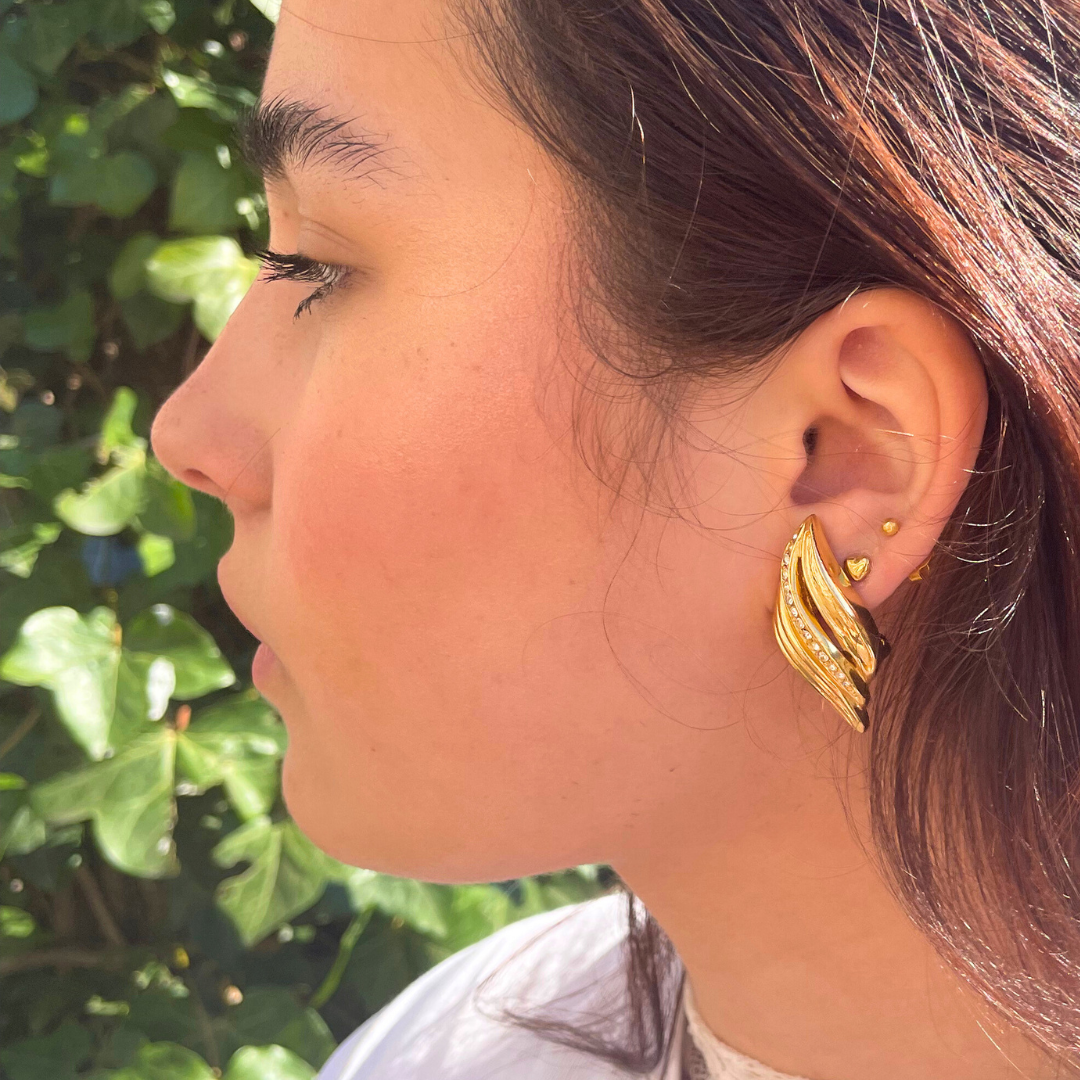 Vintage Christian Dior Curled Leaf Clip Earrings – view 3