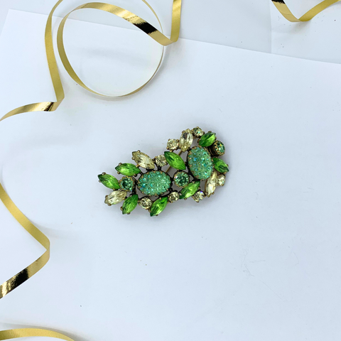 Elsa Schiaparelli 1950s 'Lava' rock green brooch