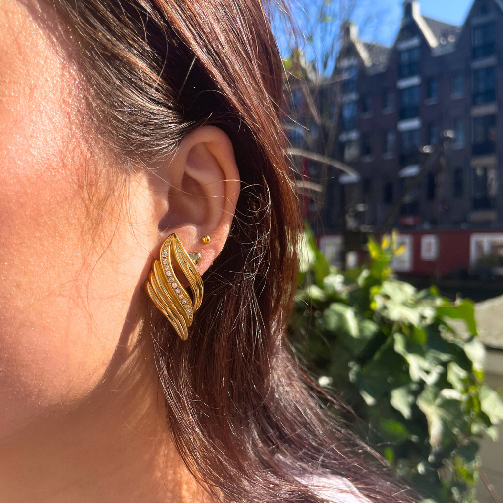 Vintage Christian Dior Curled Leaf Clip Earrings – view 4