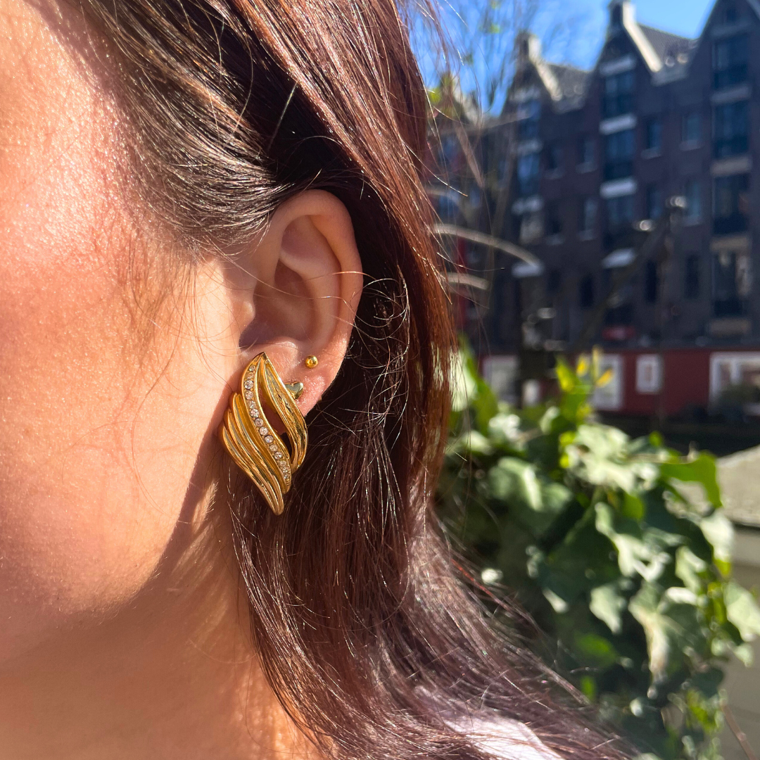 Vintage Christian Dior Curled Leaf Clip Earrings – view 4