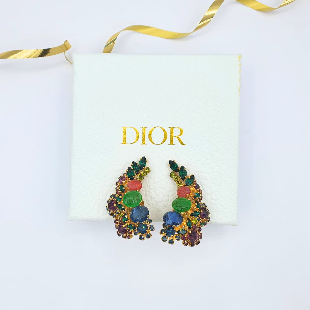 Vintage Christian Dior Ear Clips "Cascade de Couleurs" – 1969