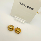 Vintage Giorgio Armani Gold-Tone Cushion Design Clip Earrings