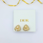 Vintage Christian Dior Triangular Faux Pearl Clip Earrings