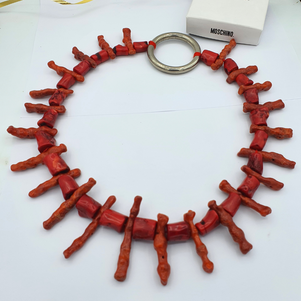 Moschino Vintage Statement Necklace – Red Coral