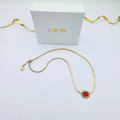Vintage Christian Dior Bright Red Cabochon Necklace