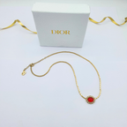 Vintage Christian Dior Bright Red Cabochon Necklace
