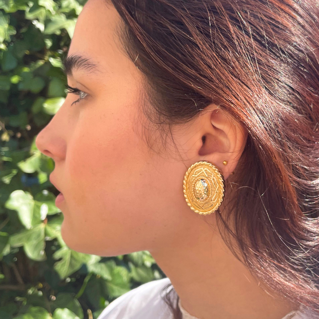 Vintage Christian Dior Oval Domed Clip Earrings – view 3