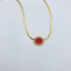 Vintage Christian Dior Bright Red Cabochon Necklace – view 3