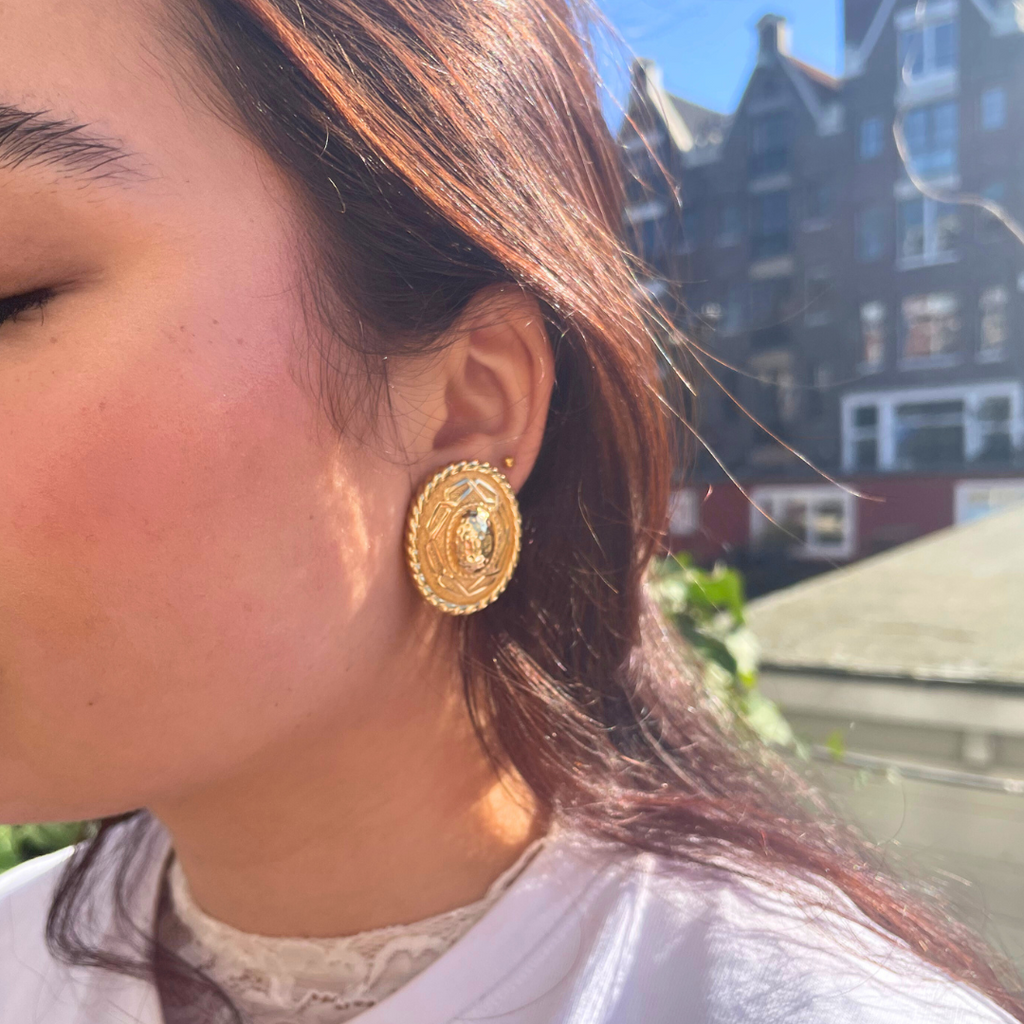 Vintage Christian Dior Oval Domed Clip Earrings – view 4