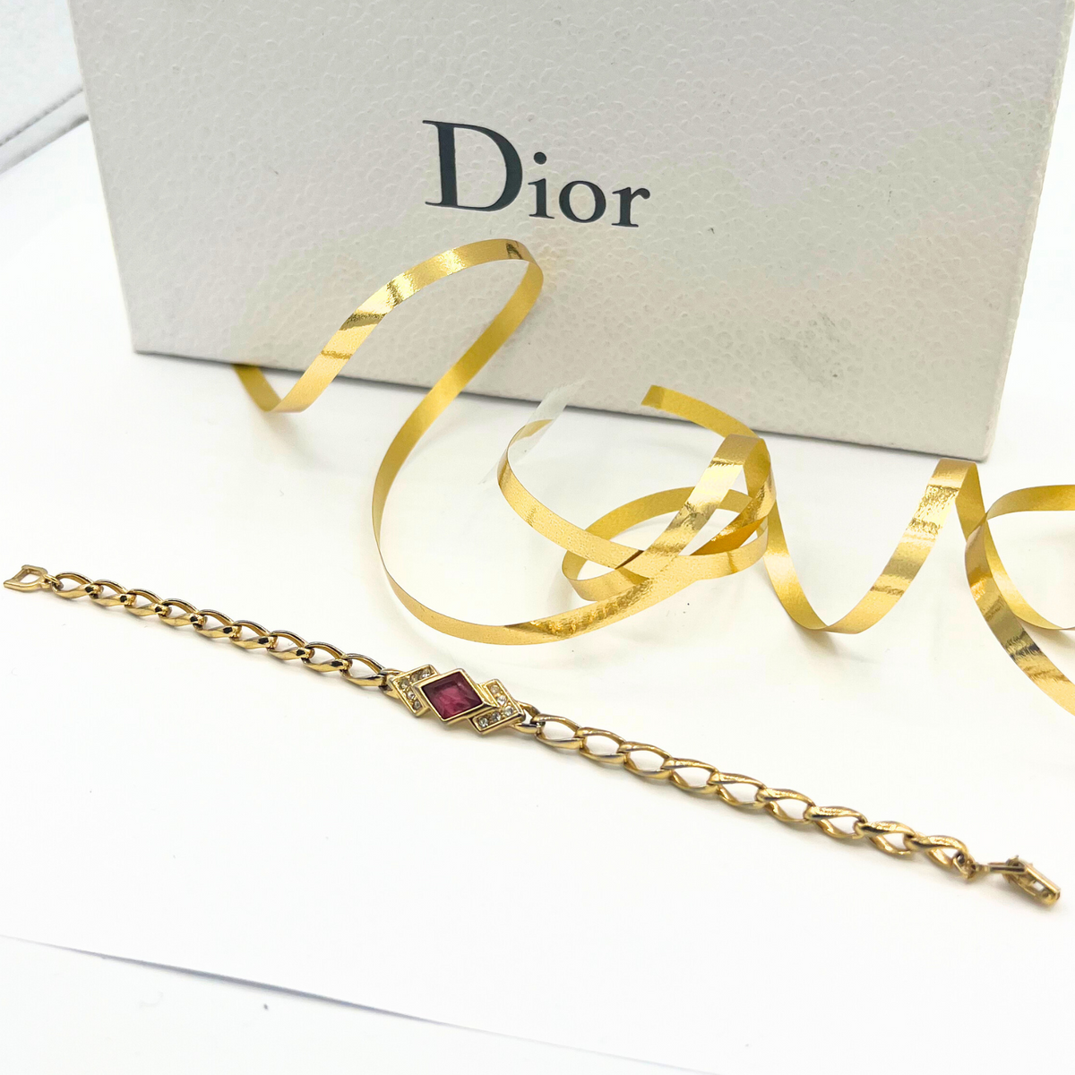 Vintage Christian Dior Geometric Shapes Crystal Bracelet