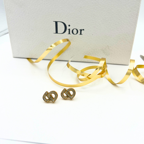 Vintage Christian Dior CD Crystal Earrings