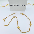 Vintage Long Givenchy Coin Charms Necklace