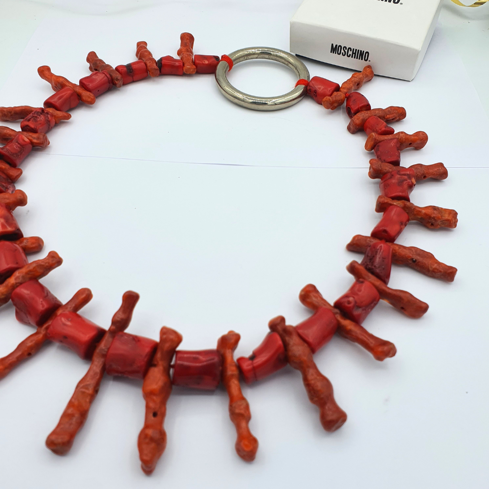 Moschino Vintage Statement Necklace – Red Coral – view 4
