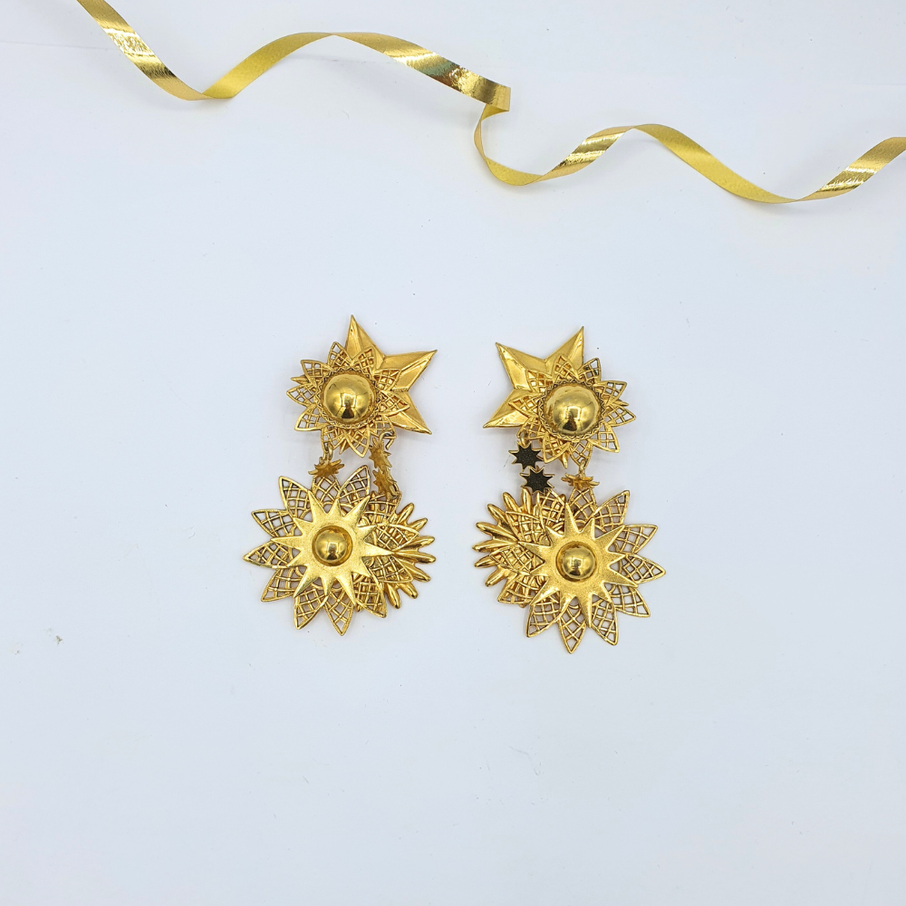 Vintage Zoe Coste Openwork Stars Clip Earrings