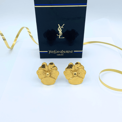 Vintage Yves Saint Laurent Flower Clip Earrings