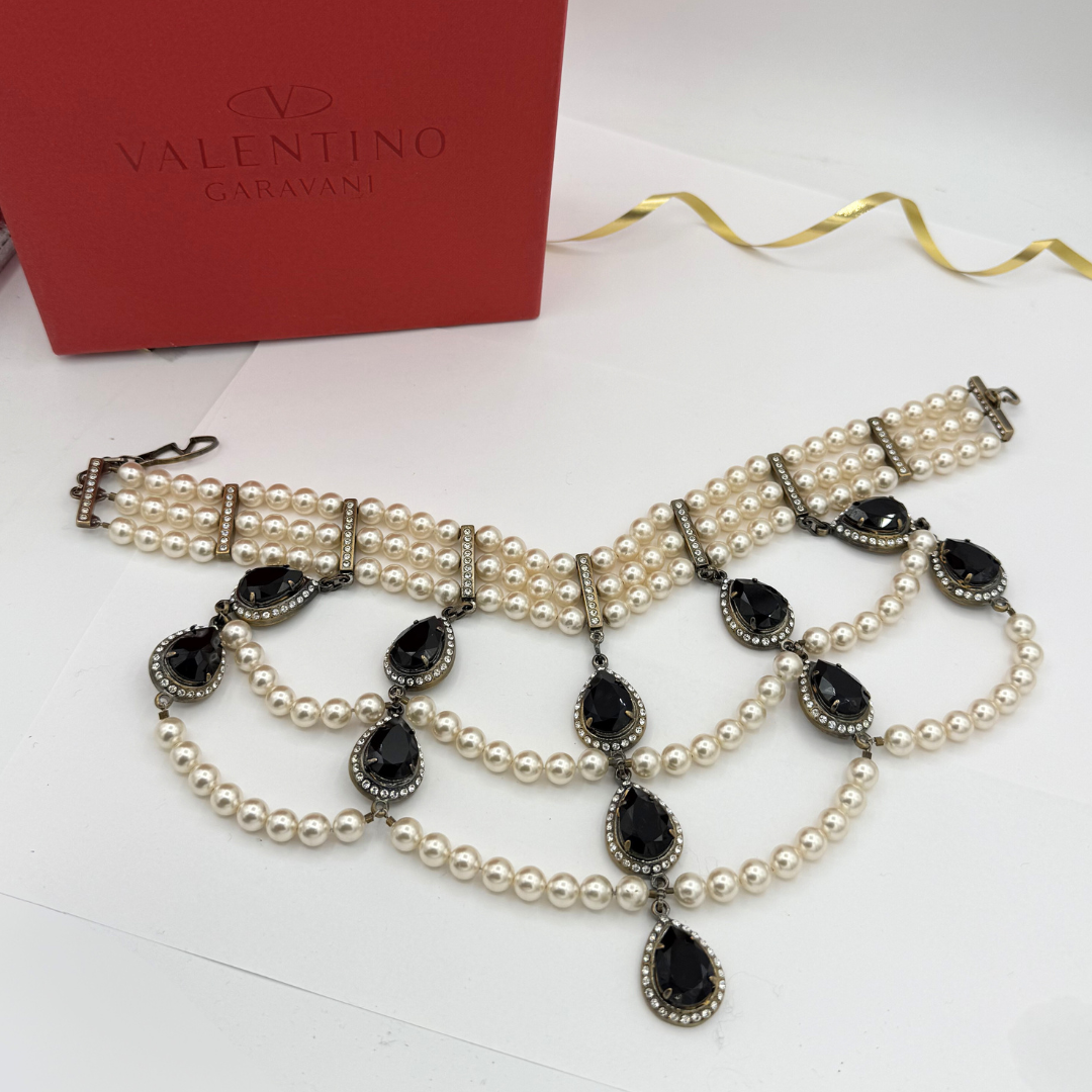 Vintage Valentino Couture Choker Necklace with Drapery Effect – view 4