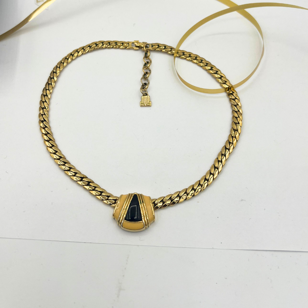 Vintage Lanvin Art Deco Enamel Necklace – view 2