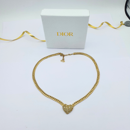 Vintage Christian Dior Heart-Shaped Pendant Necklace