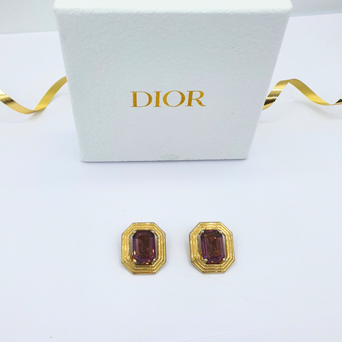 Vintage Christian Dior Art Deco Chic Clip Earrings